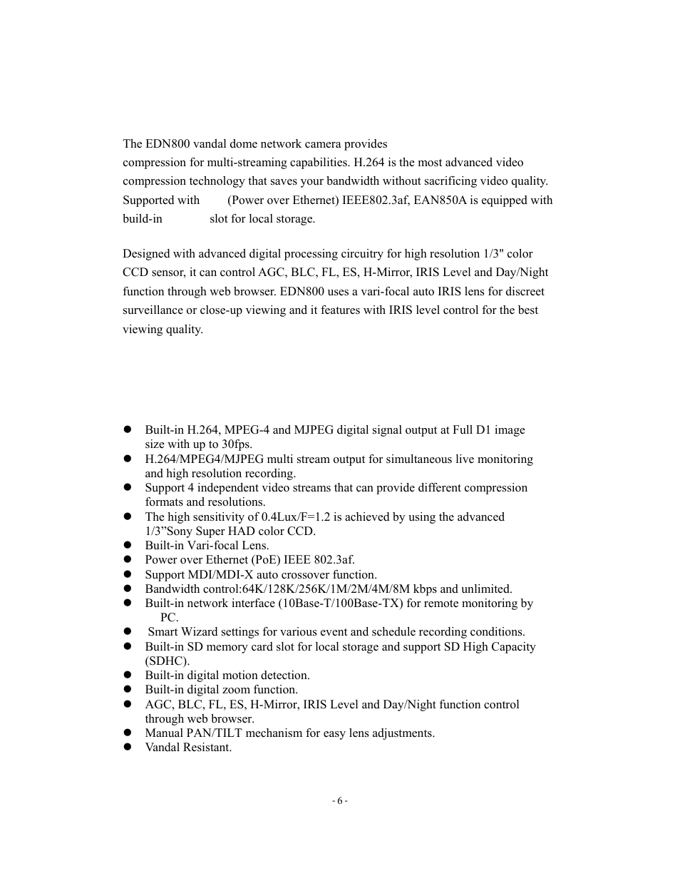 Introduction, Features | EverFocus EDN800 User Manual | Page 6 / 43