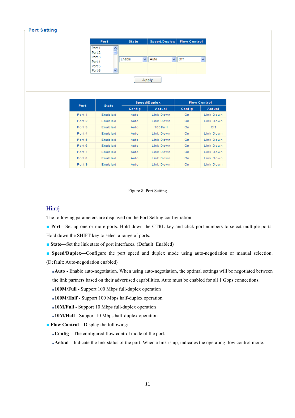 Hint | EverFocus GIGABIT MANAGED ETHERNET SWITCH ESM316T002R User Manual | Page 11 / 60