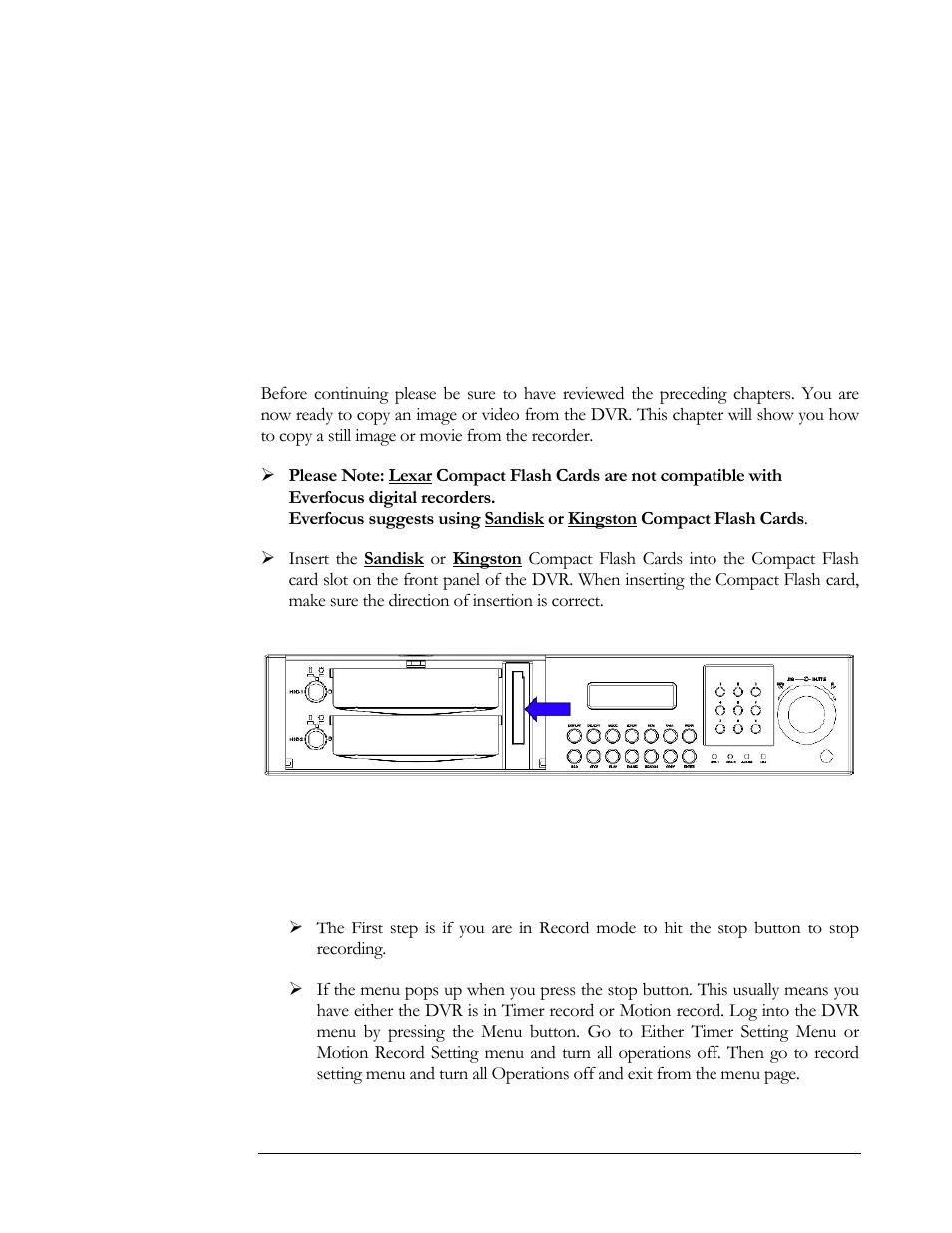 Still image copy, Copying video, Chapter | Compact flash card archiving) | EverFocus EDSR 400F User Manual | Page 58 / 112
