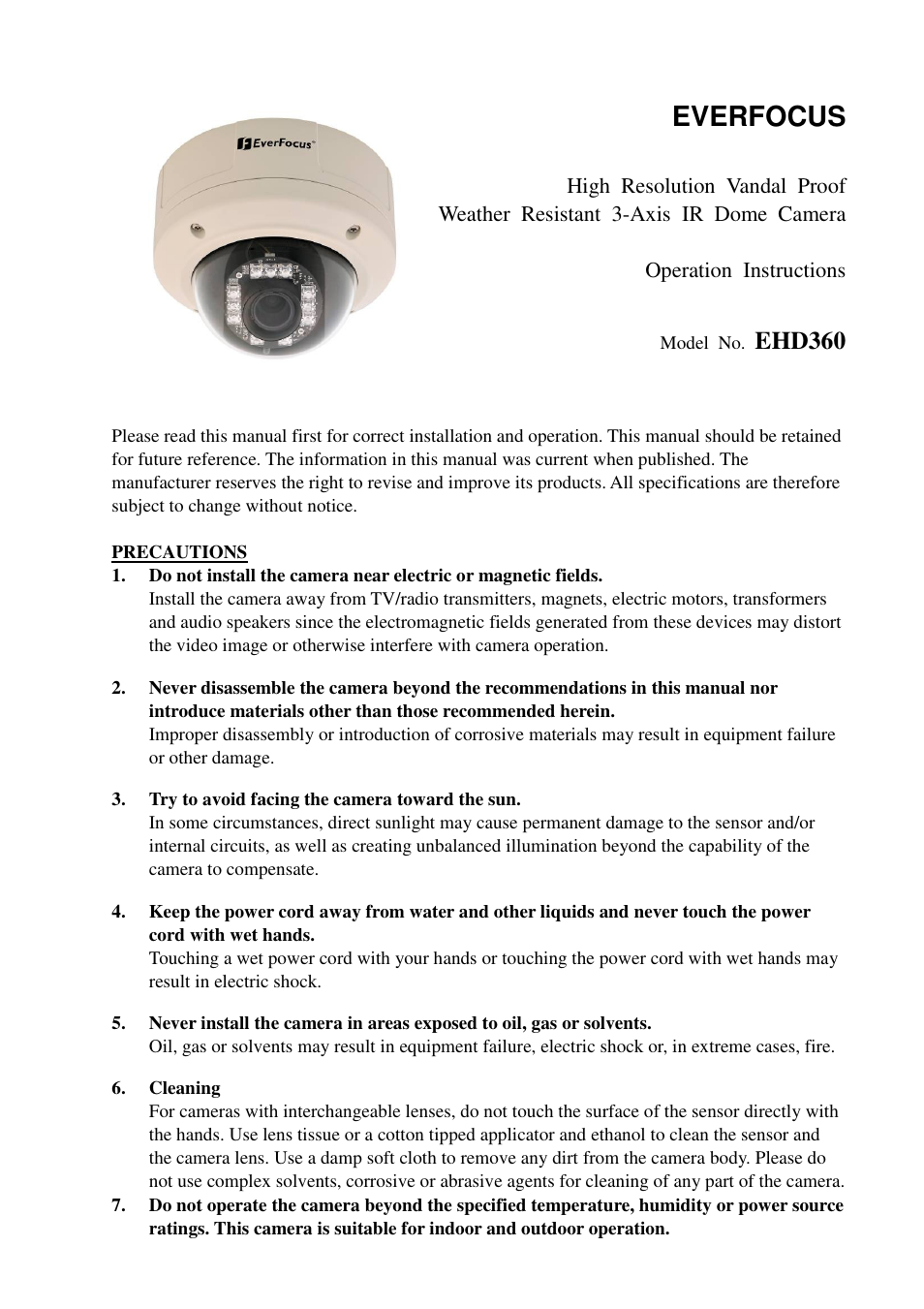 EverFocus EHD360 User Manual | 7 pages