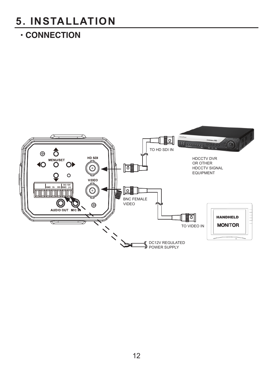 Installation, Connection | EverFocus HD CCTV EQH5000 User Manual | Page 11 / 27