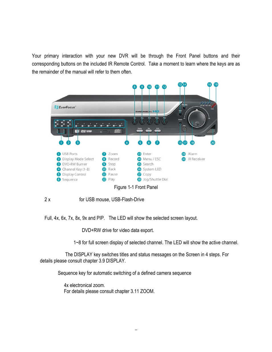 4 front panel, 4 front, Panel | EverFocus HD-CCTV EPHD08 User Manual | Page 12 / 142