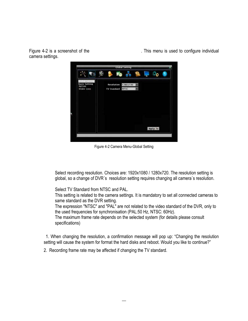 3 camera setting, 1 global setting, 3 camera | Setting, Section | EverFocus HD-CCTV EPHD08 User Manual | Page 52 / 142