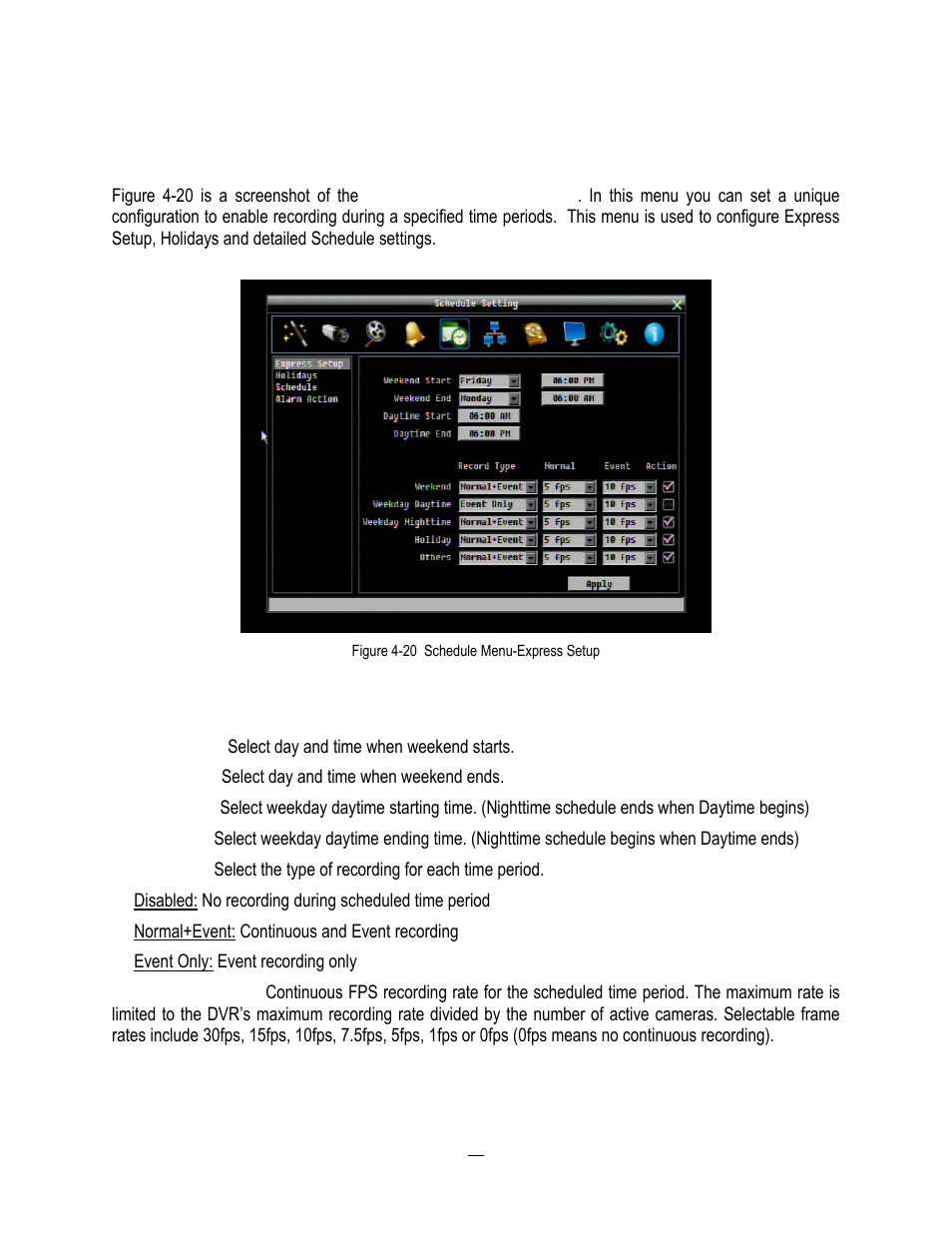 6 schedule setting, 1 express setup, 6 schedule | Setting, Express setup | EverFocus HD-CCTV EPHD08 User Manual | Page 72 / 142