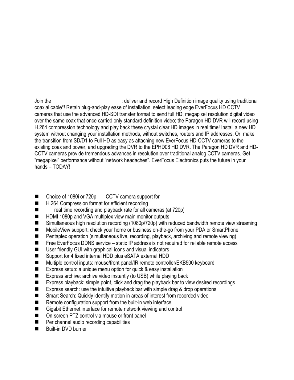 1 product overview, 1 features, Product overview | Chapter | EverFocus HD-CCTV EPHD08 User Manual | Page 9 / 142