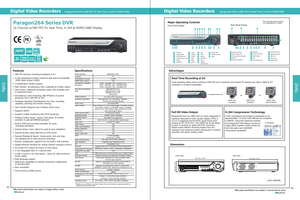 EverFocus DVR Paragon264 User Manual | 1 page