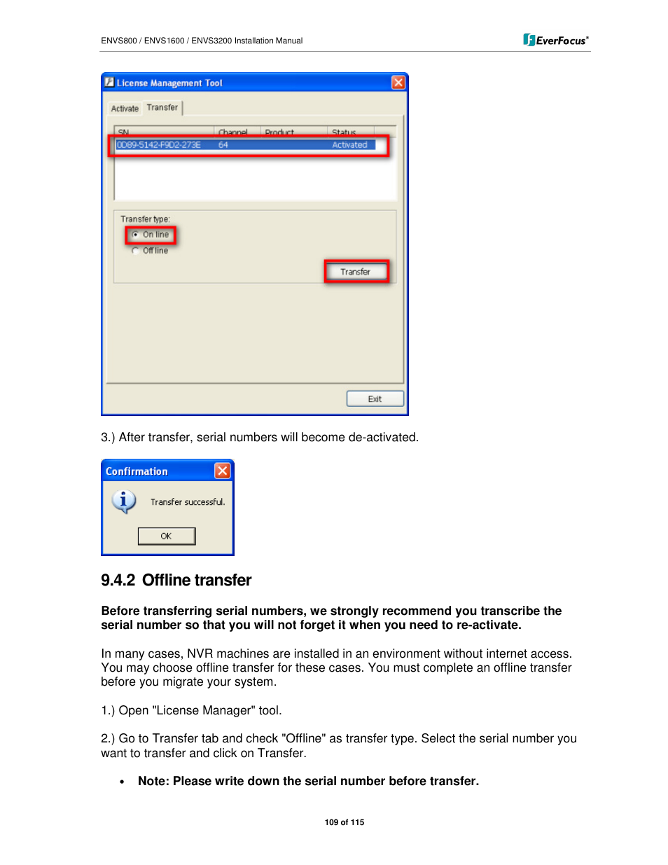 2 offline transfer | EverFocus ENVS1600 User Manual | Page 109 / 115