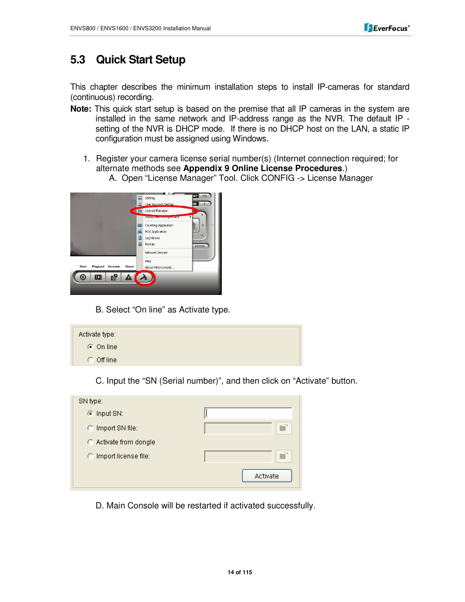 3 quick start setup | EverFocus ENVS1600 User Manual | Page 14 / 115