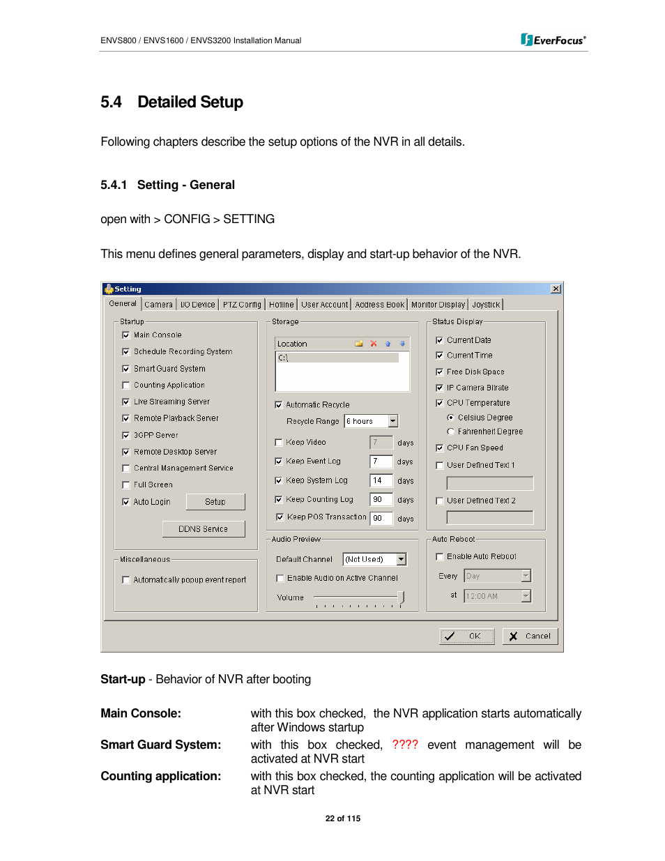 4 detailed setup | EverFocus ENVS1600 User Manual | Page 22 / 115