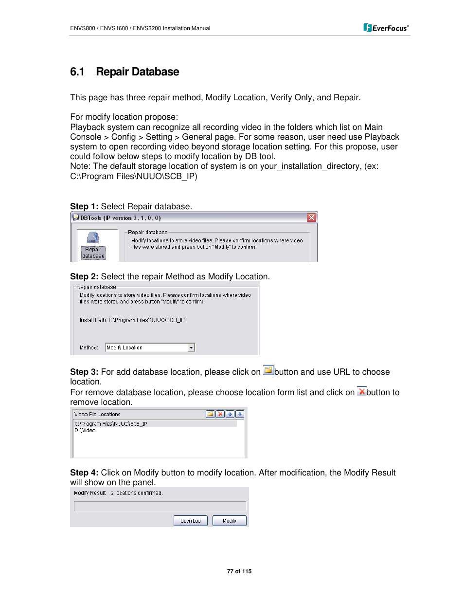 1 repair database | EverFocus ENVS1600 User Manual | Page 77 / 115