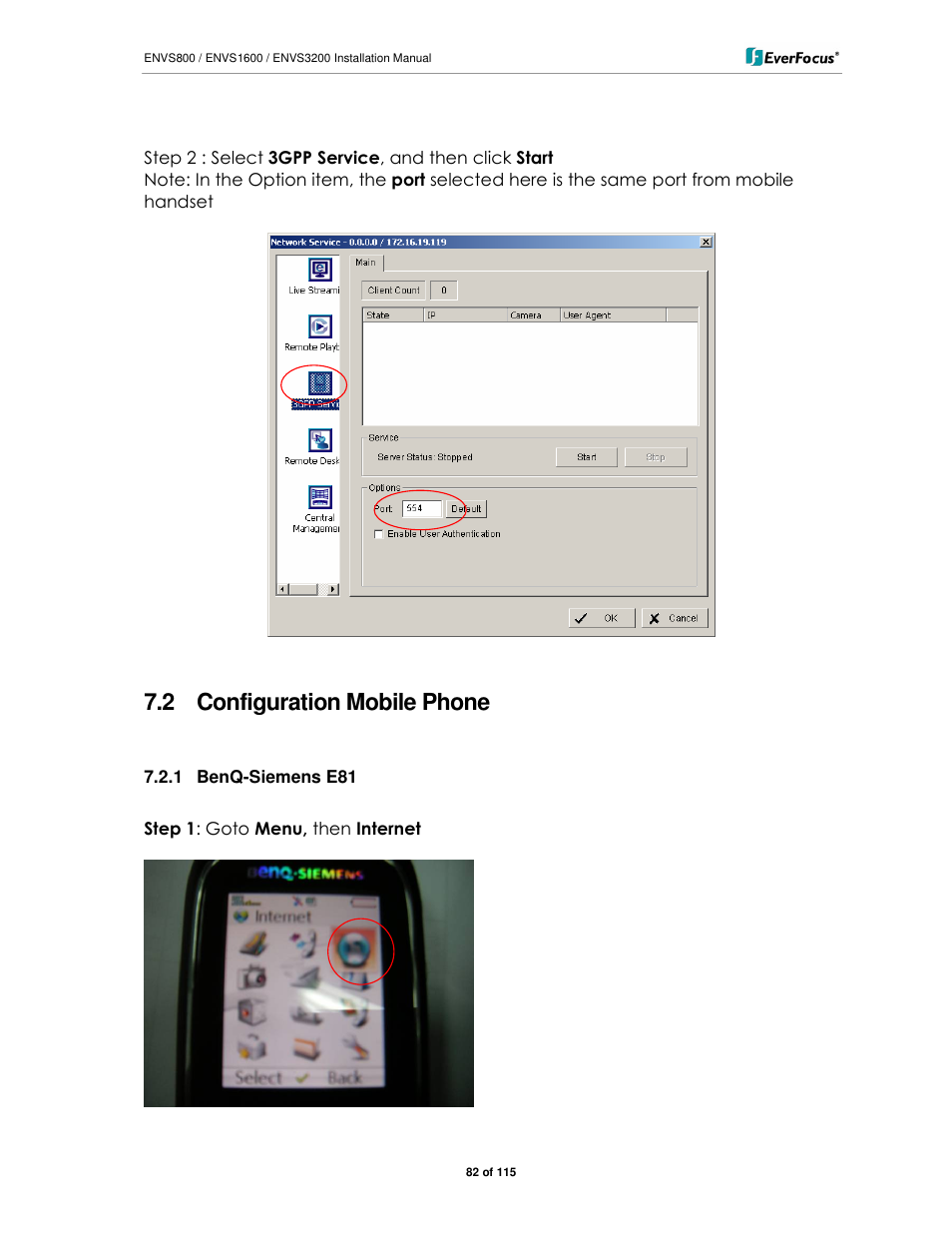 2 configuration mobile phone | EverFocus ENVS1600 User Manual | Page 82 / 115