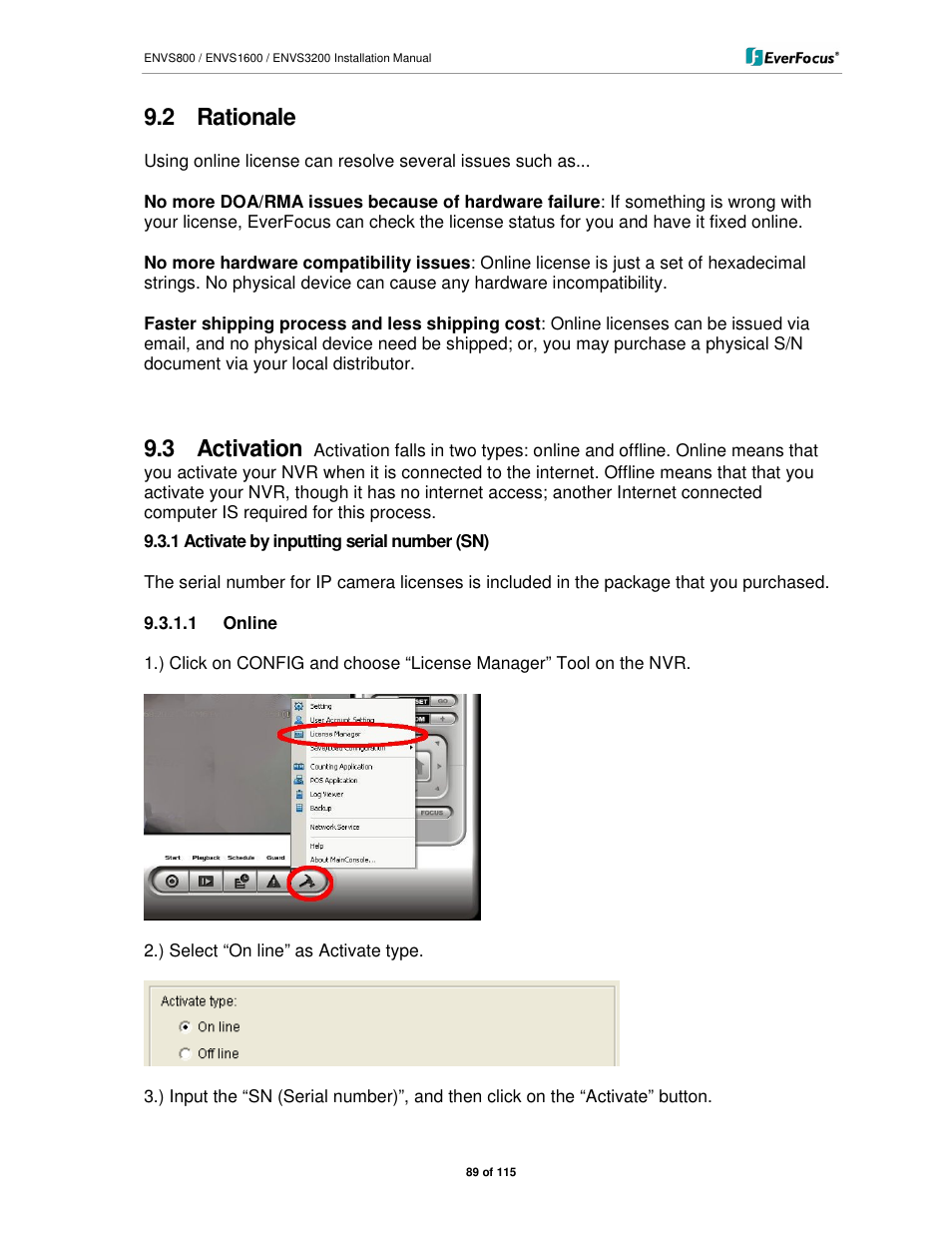 2 rationale, 3 activation | EverFocus ENVS1600 User Manual | Page 89 / 115