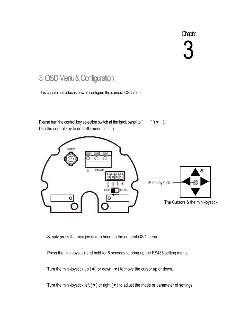 1 control key general operation guide, Osd menu & configuration, Chapter | EverFocus EZ650 User Manual | Page 22 / 40