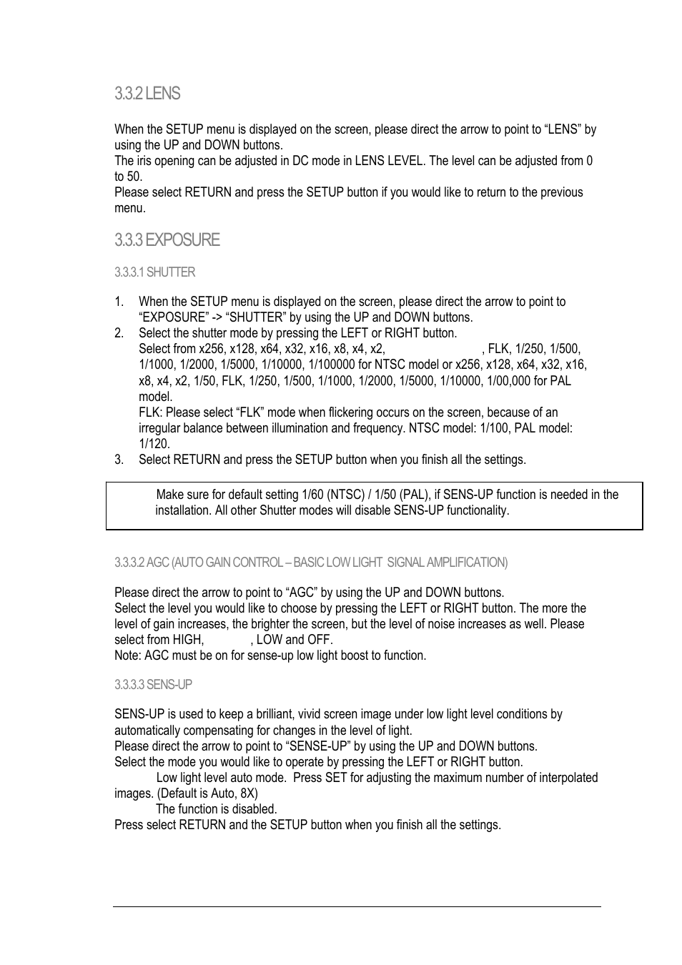 2 lens, 3 exposure, 1 shutter | 3 sens-up | EverFocus EZ650 User Manual | Page 29 / 40
