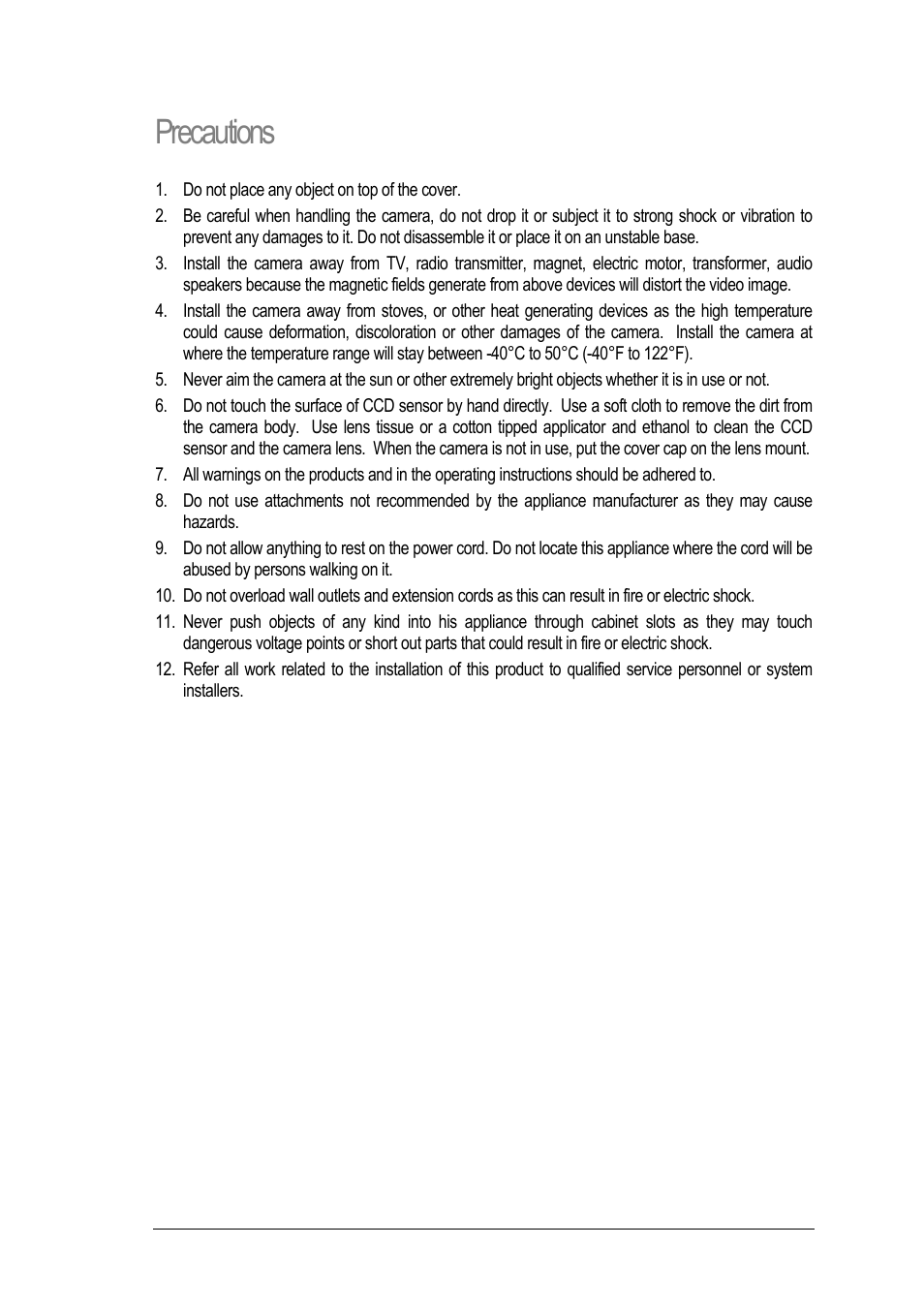 Precautions | EverFocus EZ650 User Manual | Page 3 / 40