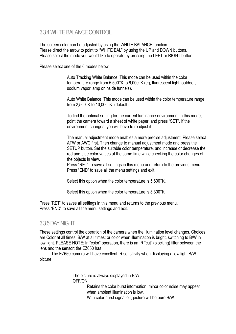 4 white balance control, 5 day night | EverFocus EZ650 User Manual | Page 32 / 40
