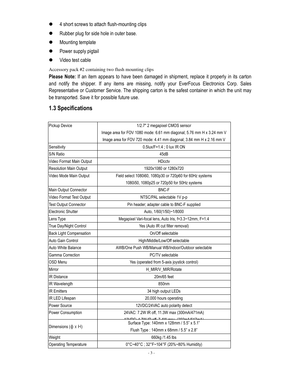3 specifications | EverFocus EDH5240 User Manual | Page 4 / 23