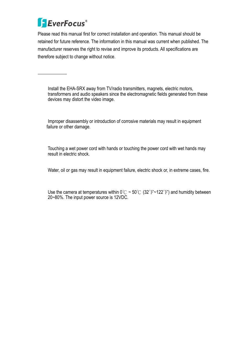 EverFocus EHA-SRX User Manual | Page 2 / 8