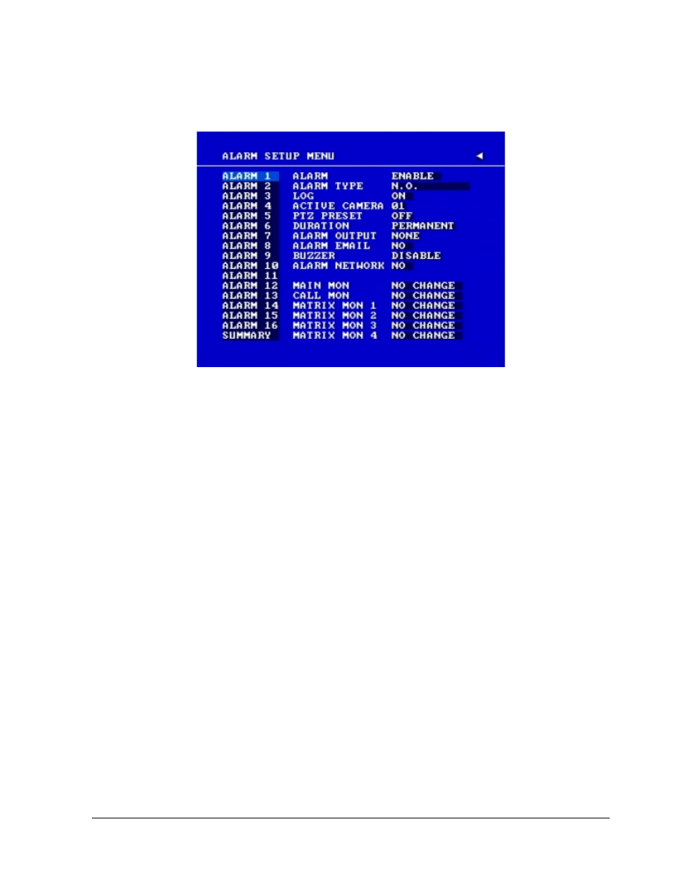 4 alarm setup menu | EverFocus EDSR 110 User Manual | Page 45 / 162