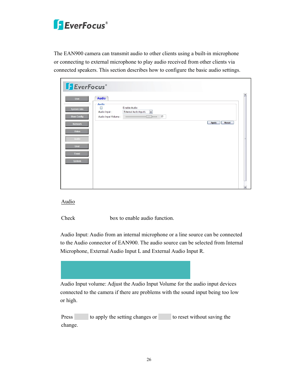 5 audio | EverFocus EAN900 User Manual | Page 26 / 44