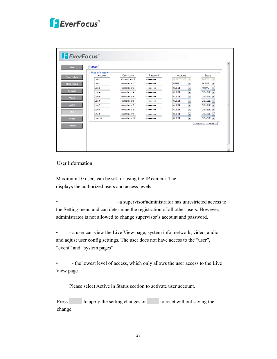 EverFocus EAN900 User Manual | Page 27 / 44