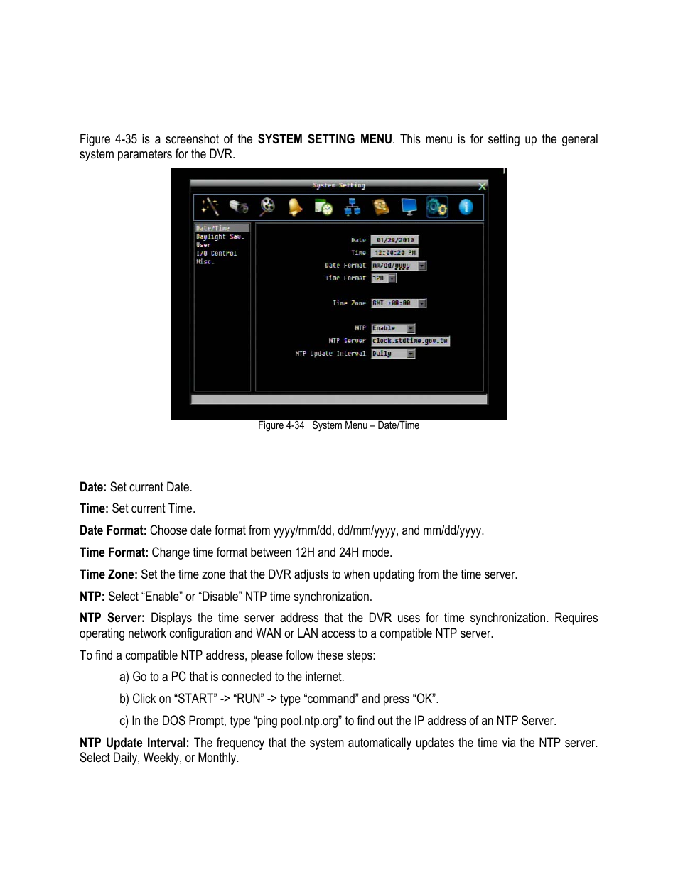 10 system setting, 1 date/time, 10 system | Setting, Date/time | EverFocus ENDEAVOR 22HH1144 User Manual | Page 100 / 149