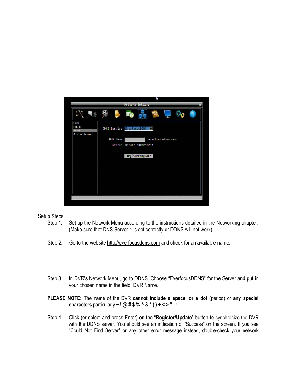 7 everfocus ddns setup, Everfocus ddns setup, Chapter | EverFocus ENDEAVOR 22HH1144 User Manual | Page 134 / 149