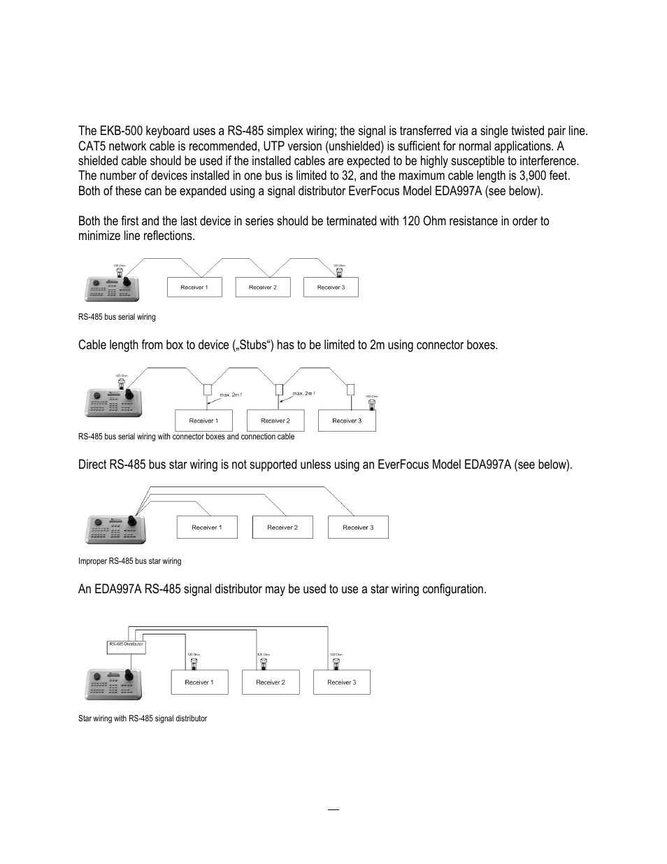 1 general rs-485 bus installation, General rs-485 bus installation | EverFocus ENDEAVOR 22HH1144 User Manual | Page 26 / 149