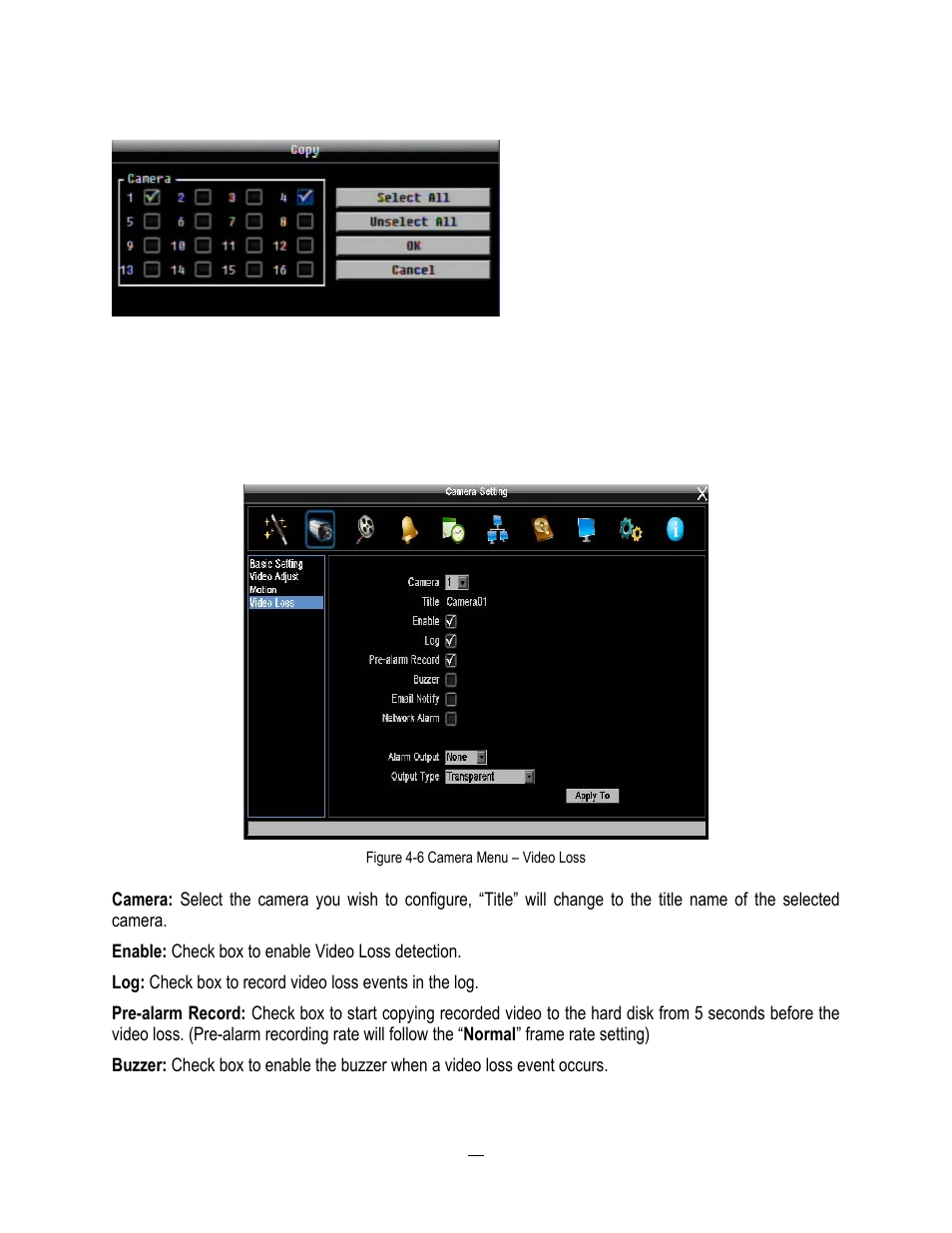 4 video loss, Video loss | EverFocus ENDEAVOR 22HH1144 User Manual | Page 63 / 149