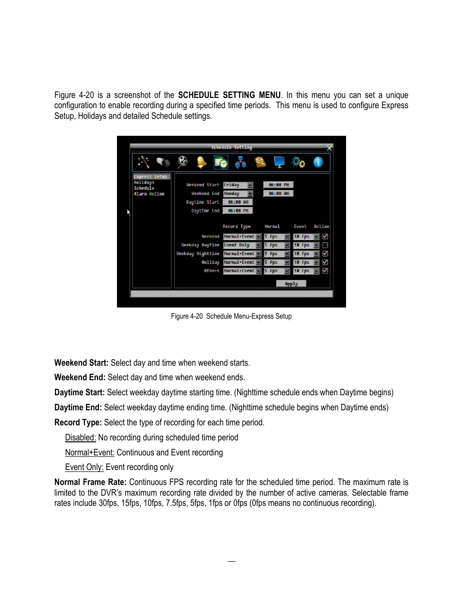 6 schedule setting, 1 express setup, 6 schedule | Setting, Express setup | EverFocus ENDEAVOR 22HH1144 User Manual | Page 78 / 149