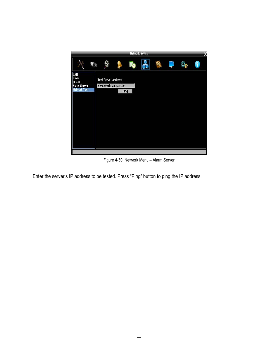 5 network test, Network test | EverFocus ENDEAVOR 22HH1144 User Manual | Page 95 / 149