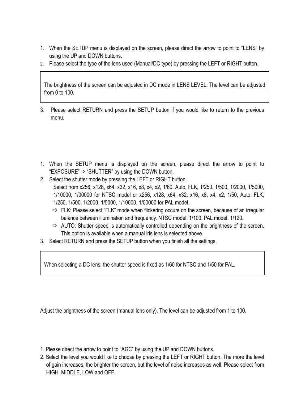 3 lens, 4 exposure, 1 shutter | 2 brightness | EverFocus EQ610 User Manual | Page 17 / 26