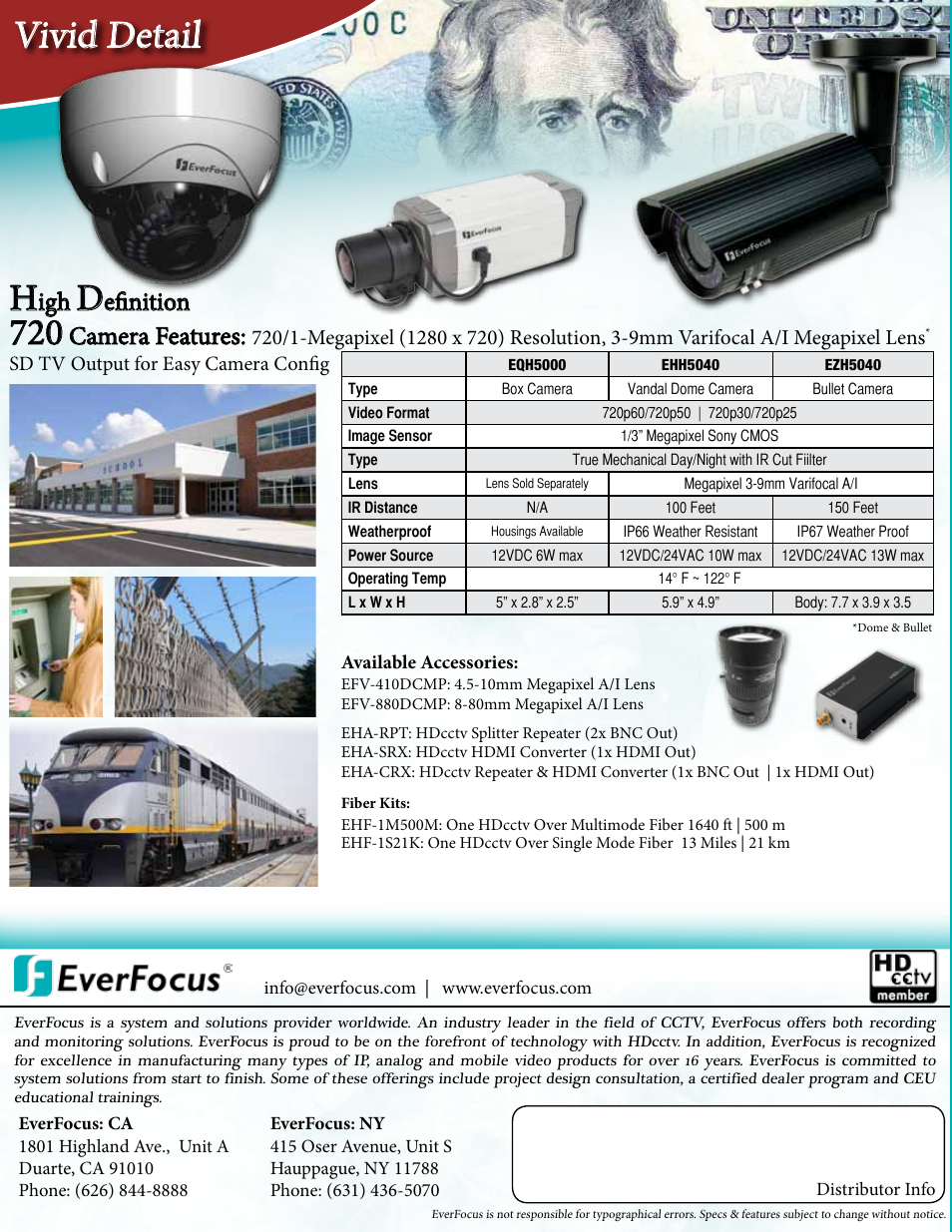 Vivid detail, Efinition, Camera features | EverFocus Megapixel Over Coax Without Networking EQH5000 User Manual | Page 4 / 4