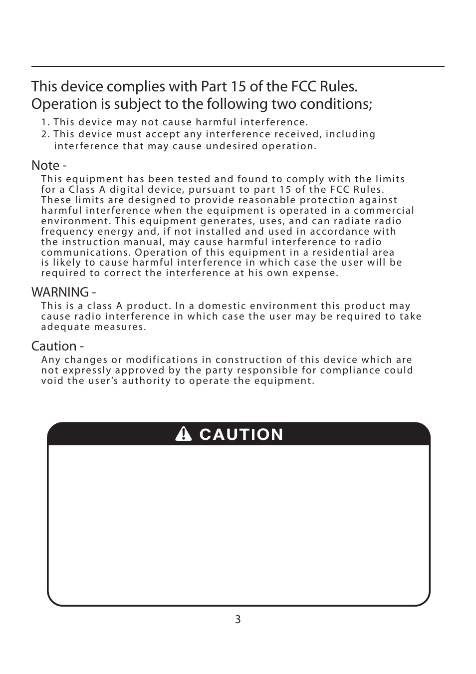 Warning, Caution | EverFocus EZ-PLATECAM2 User Manual | Page 3 / 19