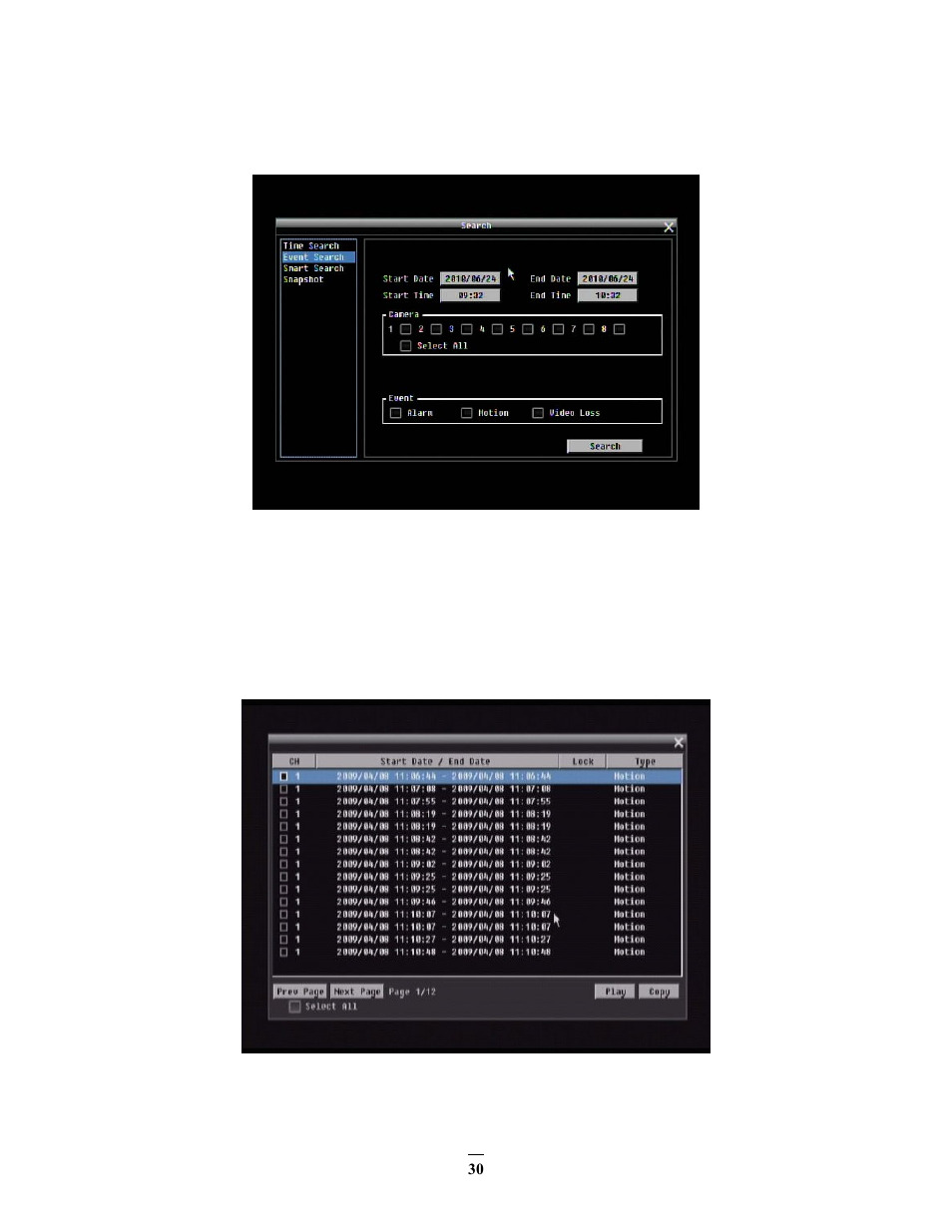 2 event search, Event search | EverFocus ECOR264-D2 User Manual | Page 38 / 138