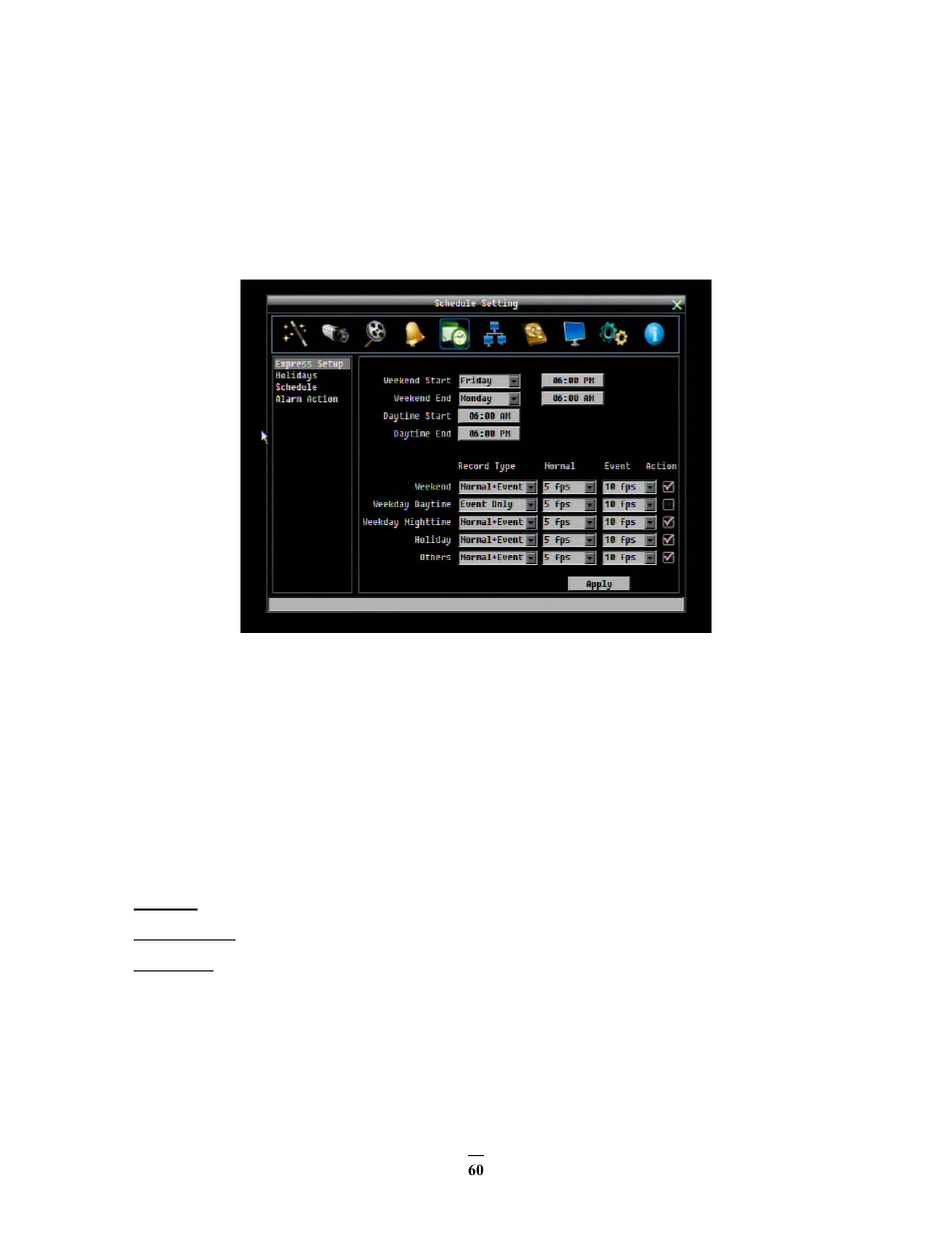 6 schedule setting, 1 express setup, 6 schedule | Setting, Express setup | EverFocus ECOR264-D2 User Manual | Page 68 / 138