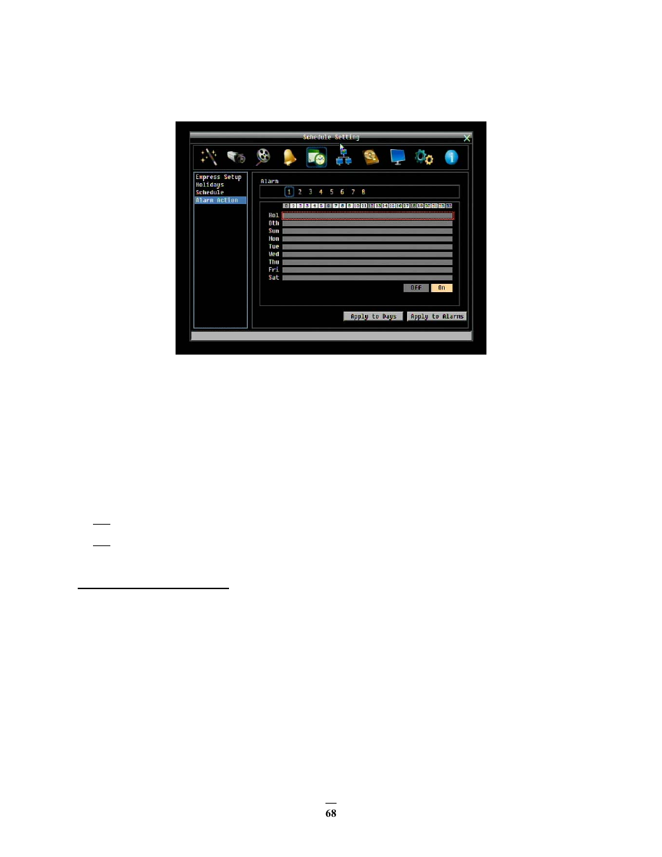 4 alarm action, Alarm action | EverFocus ECOR264-D2 User Manual | Page 76 / 138