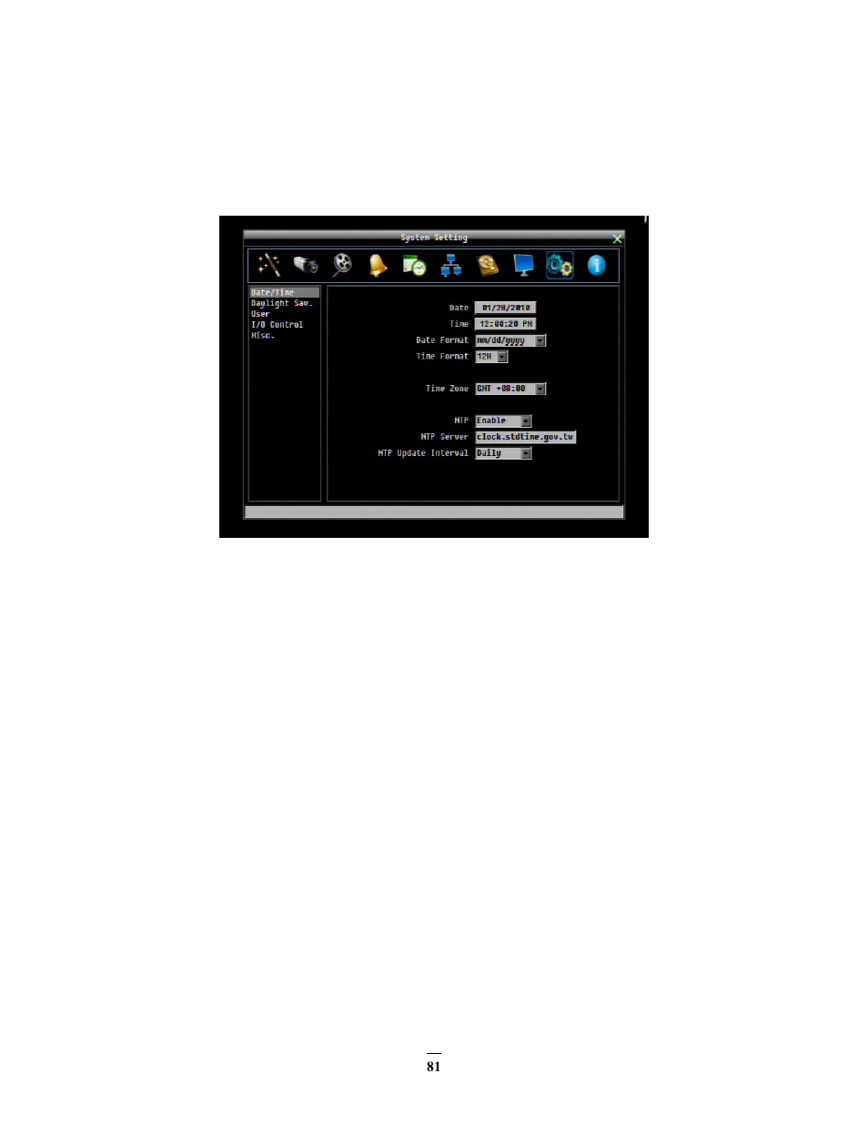 10 system setting, 1 date/time, 10 system | Setting, Date/time | EverFocus ECOR264-D2 User Manual | Page 89 / 138