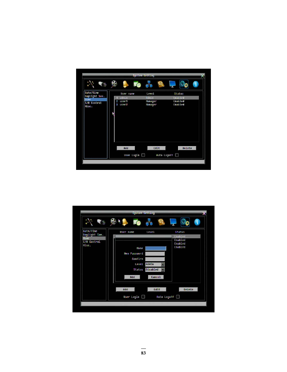 3 user, User | EverFocus ECOR264-D2 User Manual | Page 91 / 138