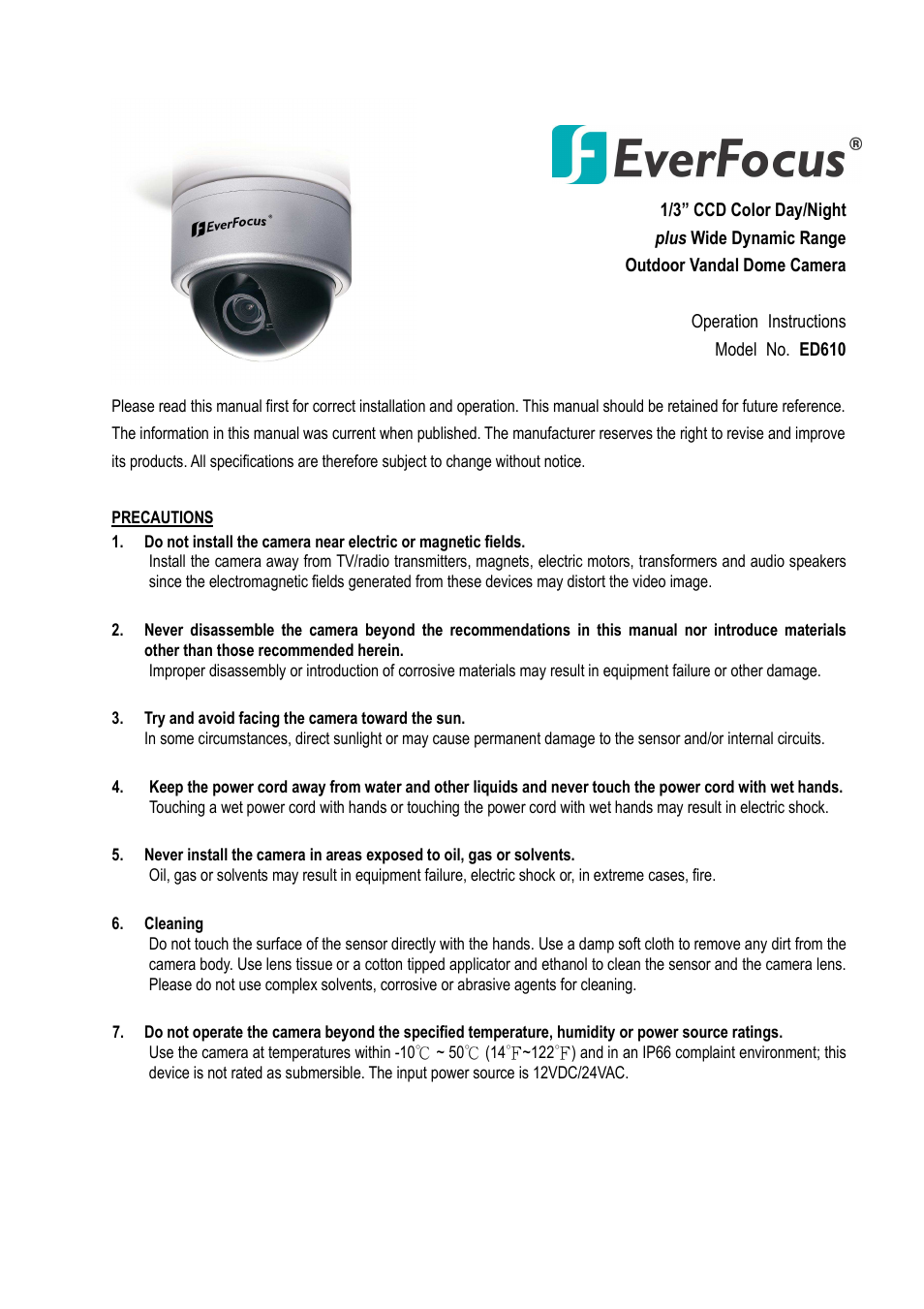 EverFocus ED610 User Manual | 32 pages