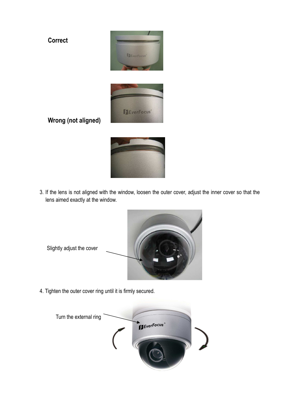 Correct, Wrong (not aligned) | EverFocus ED610 User Manual | Page 18 / 32