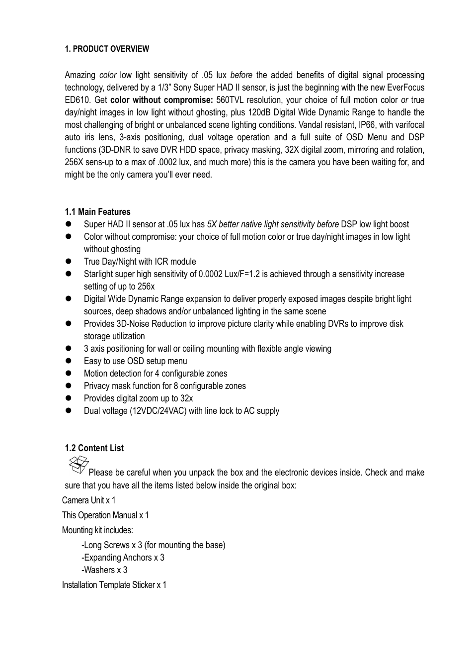 EverFocus ED610 User Manual | Page 4 / 32