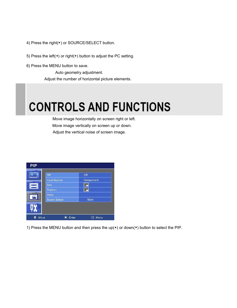 C. pip menu (only video input) | EverFocus EN-7519C User Manual | Page 23 / 46