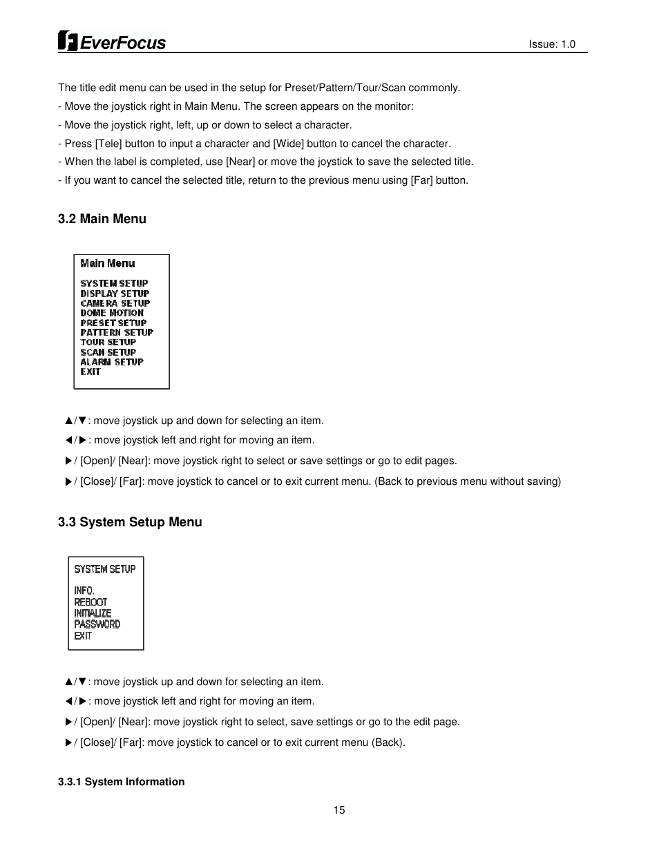 EverFocus HDCCTV 12X IP66 SPEED DOME EPH5212 User Manual | Page 15 / 37