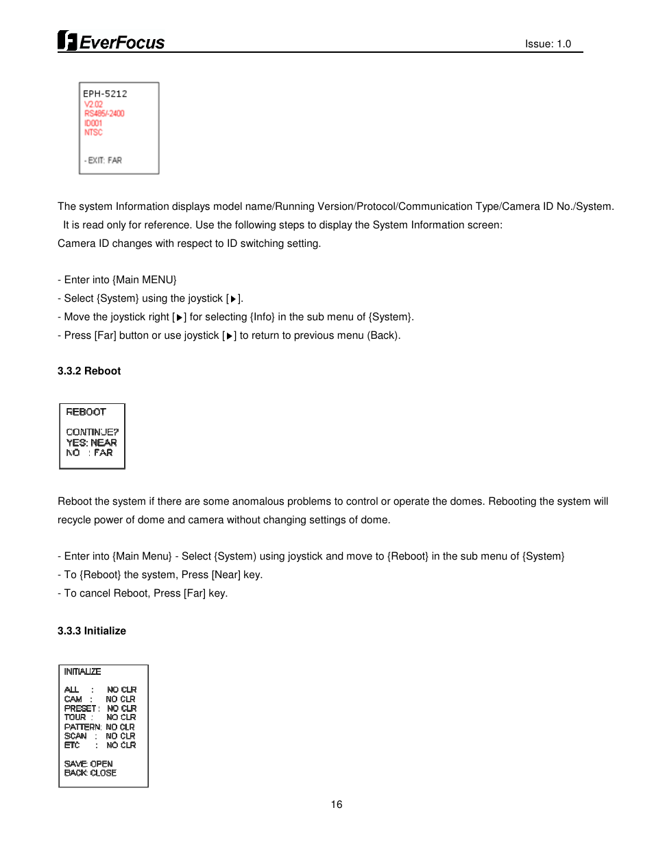 EverFocus HDCCTV 12X IP66 SPEED DOME EPH5212 User Manual | Page 16 / 37