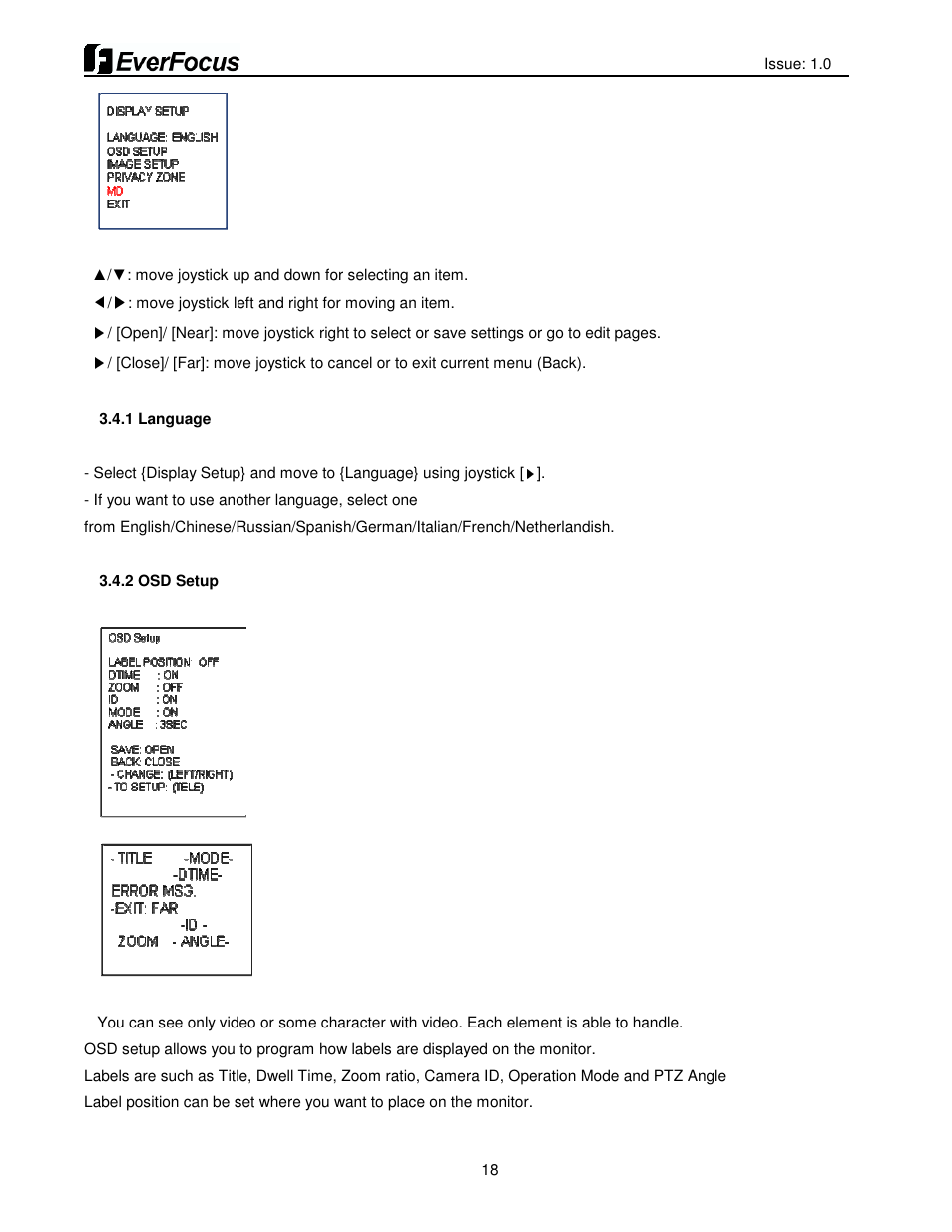 EverFocus HDCCTV 12X IP66 SPEED DOME EPH5212 User Manual | Page 18 / 37