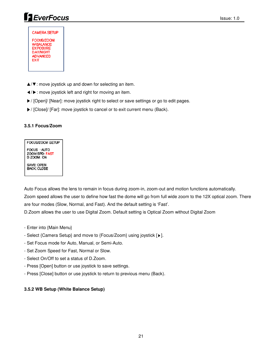 EverFocus HDCCTV 12X IP66 SPEED DOME EPH5212 User Manual | Page 21 / 37