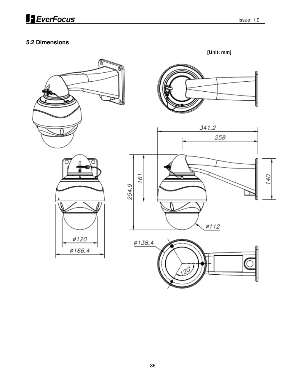 EverFocus HDCCTV 12X IP66 SPEED DOME EPH5212 User Manual | Page 36 / 37