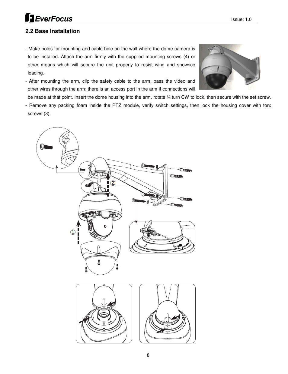 EverFocus HDCCTV 12X IP66 SPEED DOME EPH5212 User Manual | Page 8 / 37