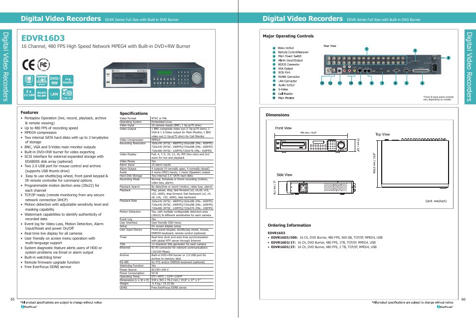 Edvr16d3_2.pdf, Edvr16d3, Digital video recorders | EverFocus Digital Video Recorder EDVR16D3 User Manual | Page 2 / 2